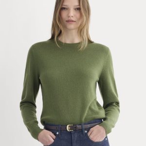 Cashmere Slim Crew Sweater | Forest Green