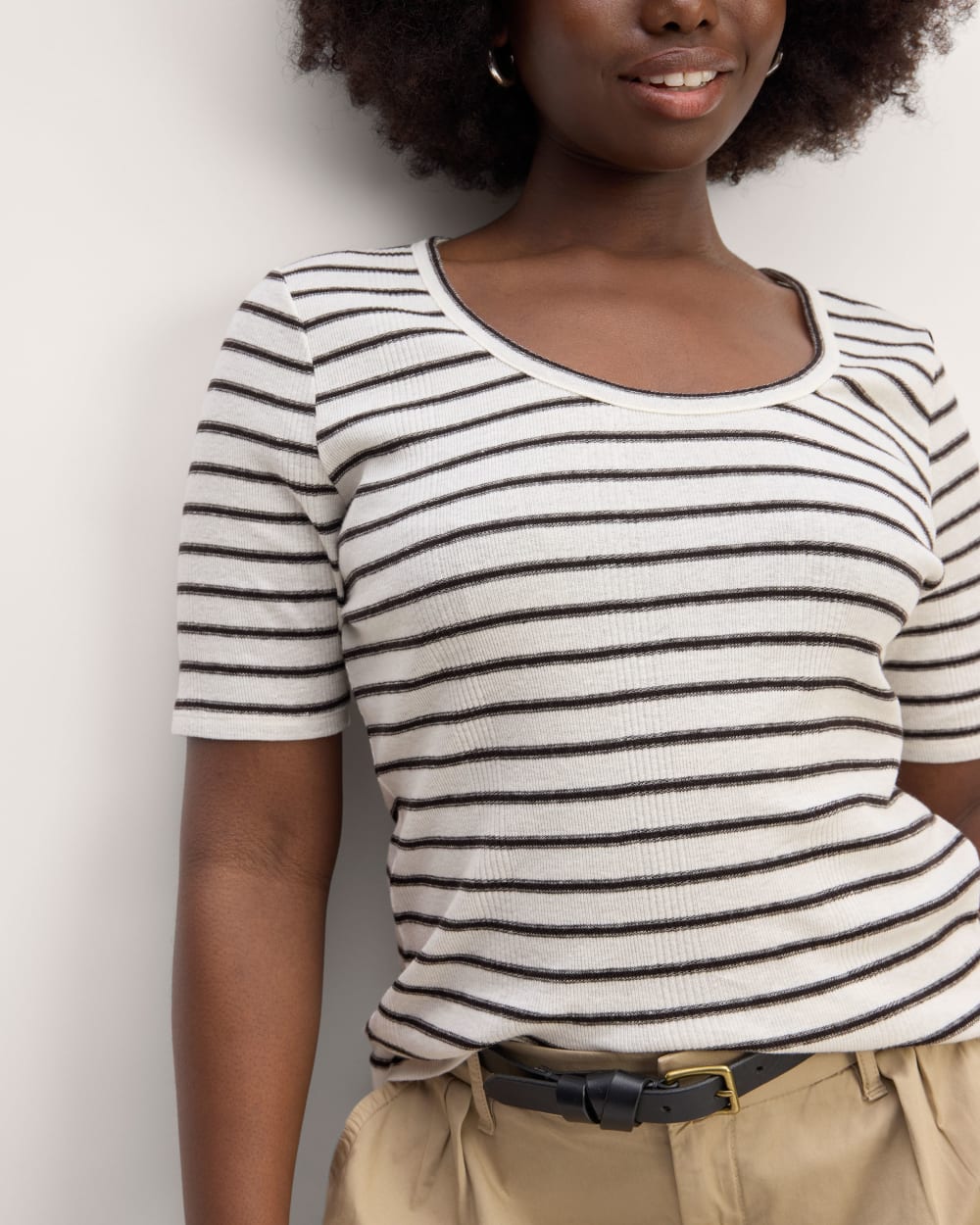 The Vintage Rib Scoop-Neck Top | Bone / Black - Image 4
