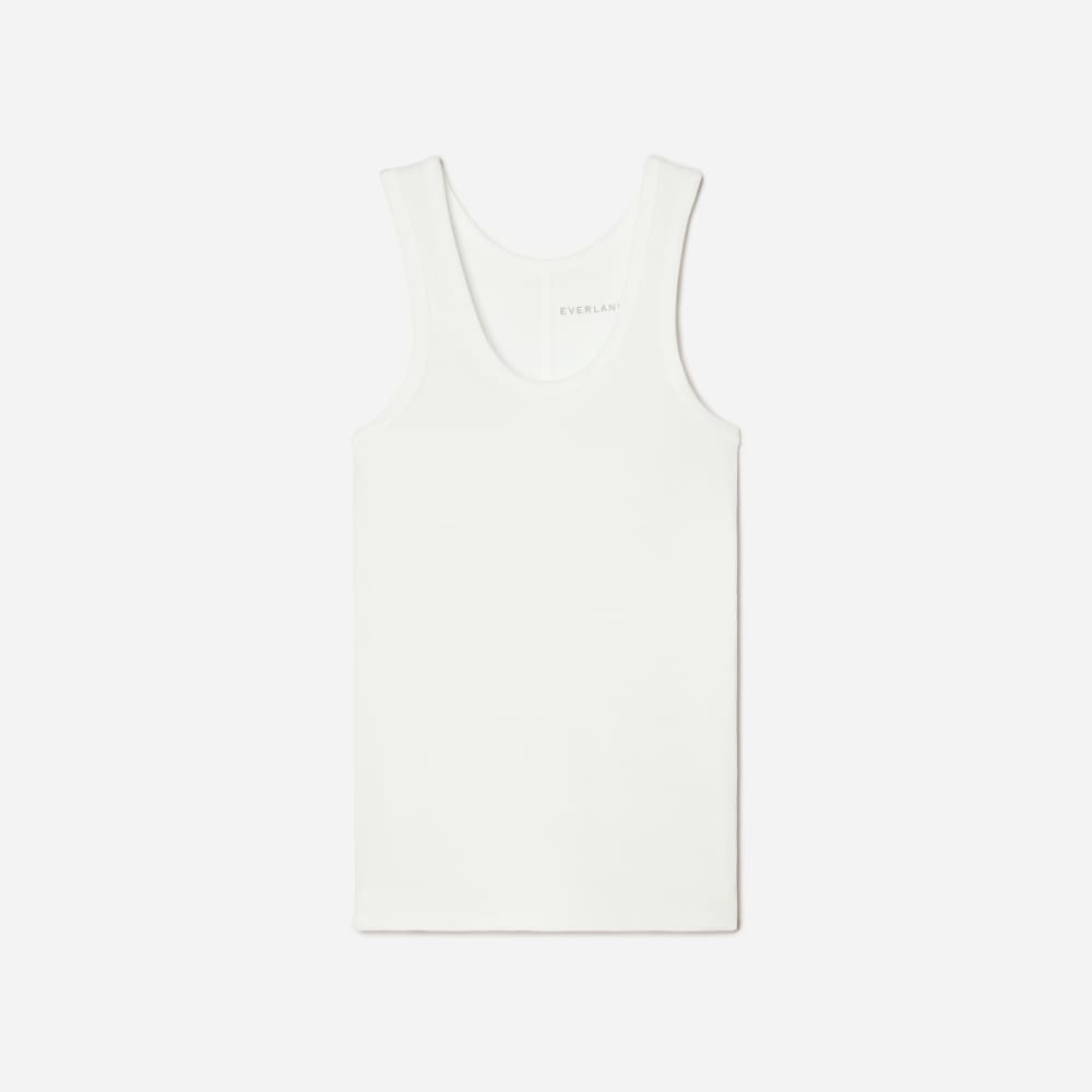 The Pima Micro-Rib U-neck Tank | White - Image 2