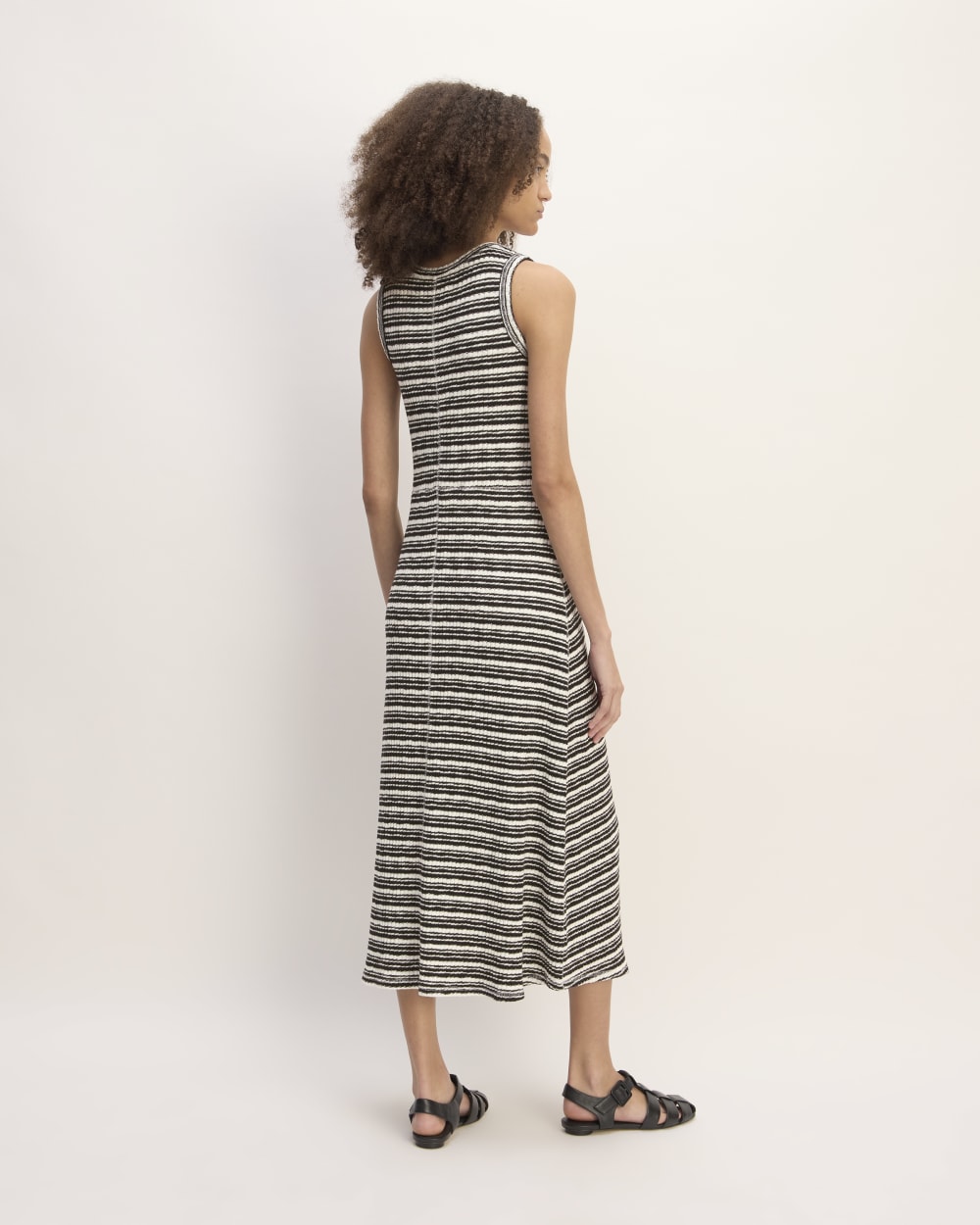 The Rib-Knit A-Line Tank Dress | Bone / Black - Image 6