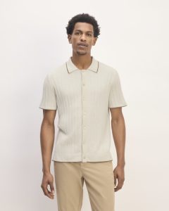 The No-Sweat Button-Down Polo | Heathered Canvas
