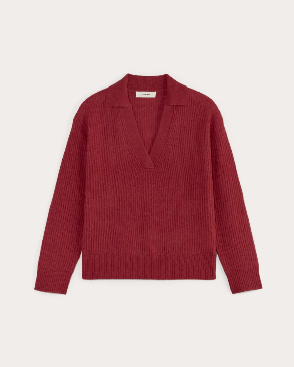 The Oversized Polo in Alpaca | Berry Red - Image 2