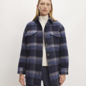 The Italian ReWool? Oversized Shirt Jacket | Navy / Shadow Plaid