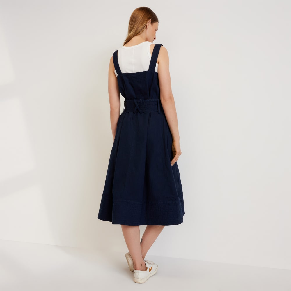 The Organic Cotton Herringbone Dress | Navy - Image 3