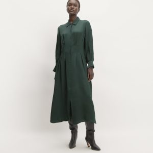 The Hammered Satin Shirt Dress | Scarab