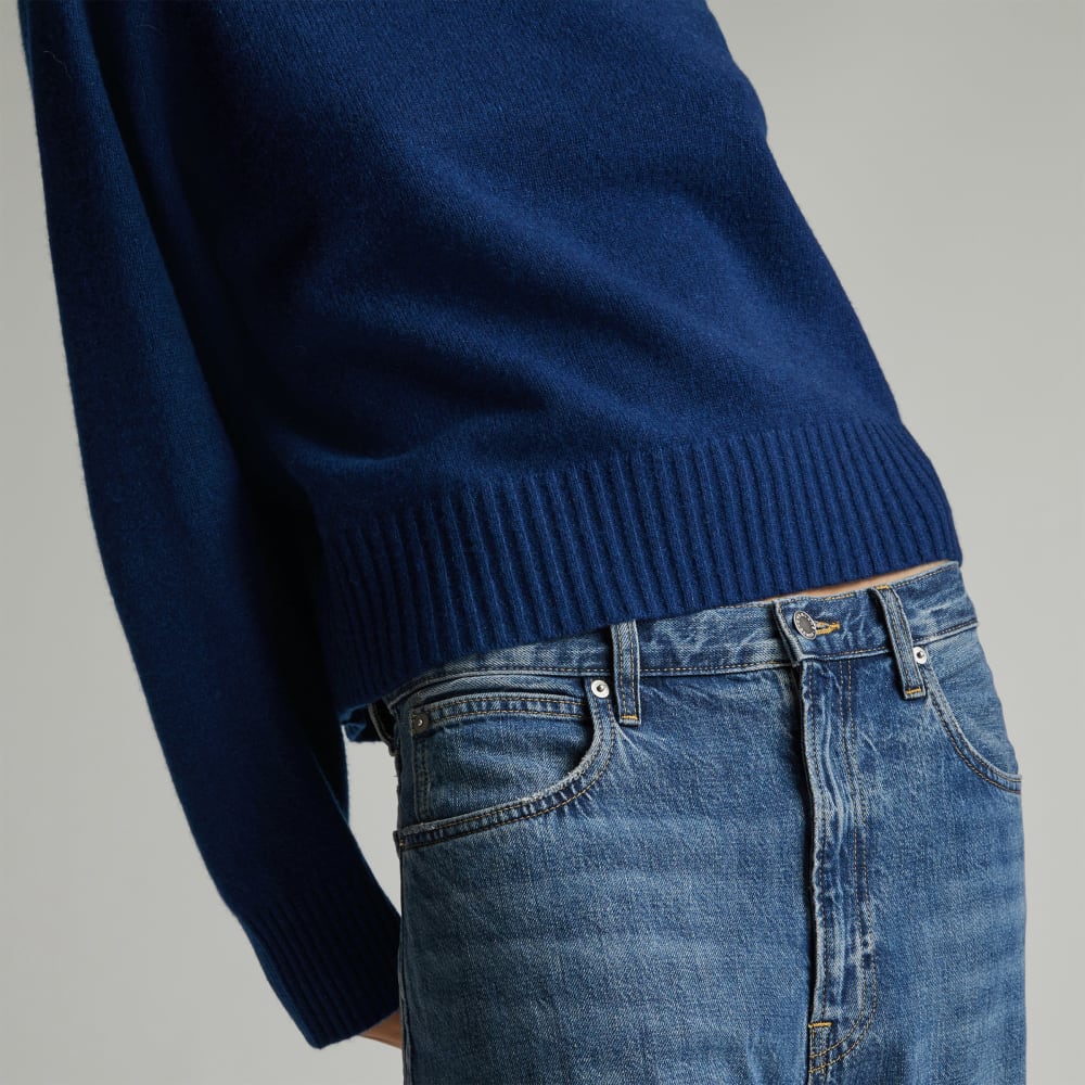 The Cashmere Boxy Crew | Bright Navy - Image 4