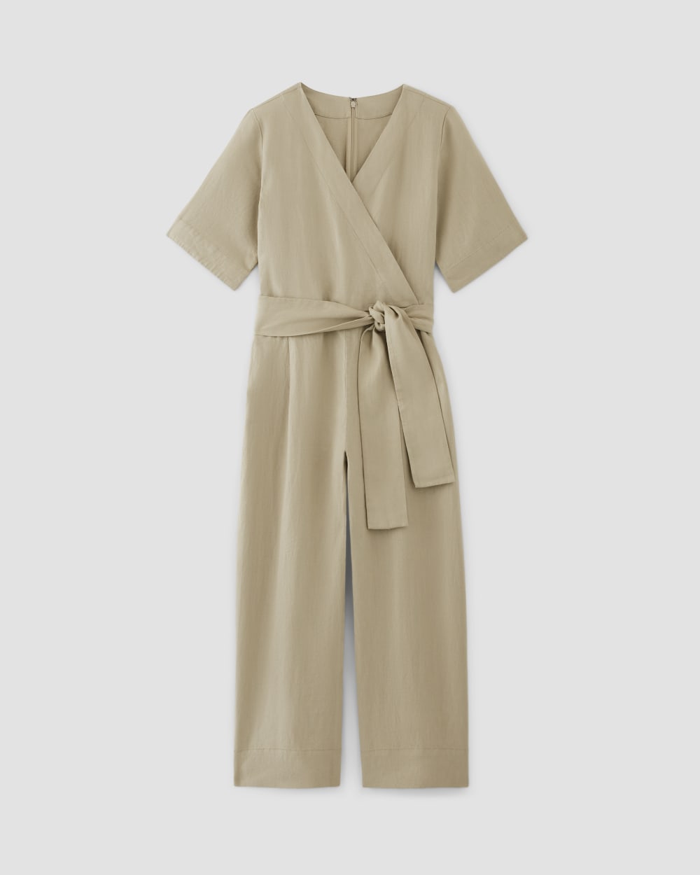 The Wrap Jumpsuit in Linen | Trench Coat Khaki - Image 2