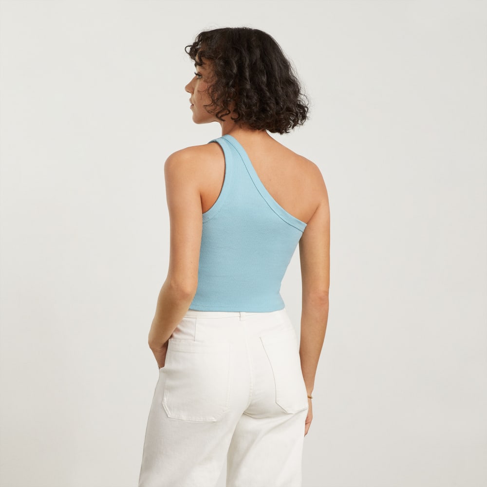 The Ribbed One-Shoulder Tank | Ice Blue - Image 3