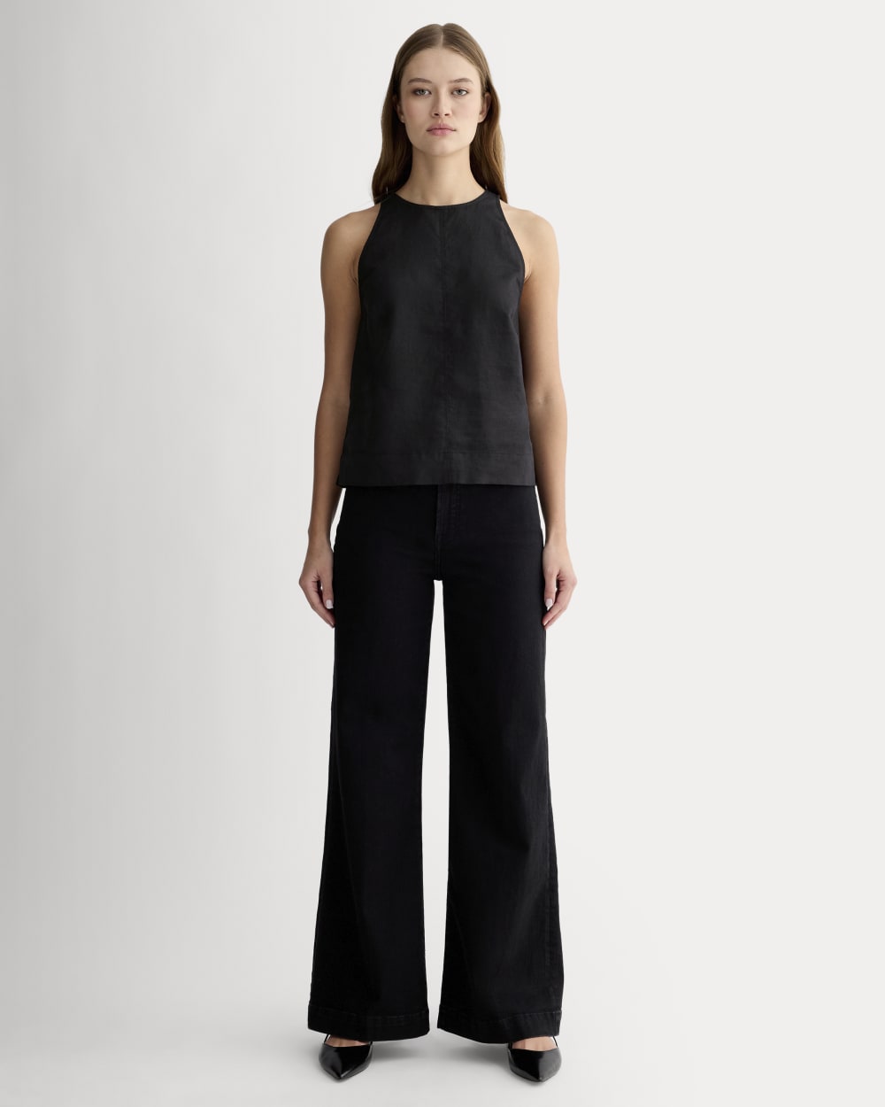 The Linen High-Neck Tank | Black - Image 3