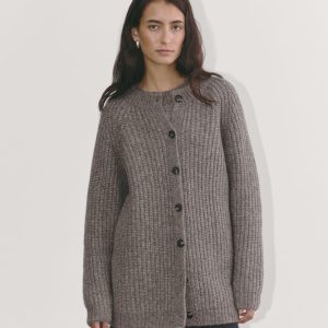 The Fisherman Cardigan in Cloud | Taupe Melange