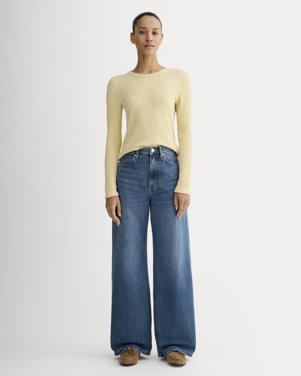 The Cozy Rib Long-Sleeve Tee | Banana Crepe - Image 3