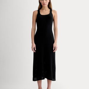 The Crochet Knit Tank Dress | Black