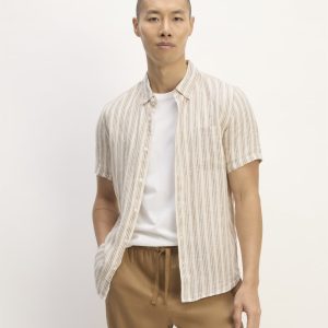 The Classic Short-Sleeve Shirt in Linen | Bone / Toasted Coconut