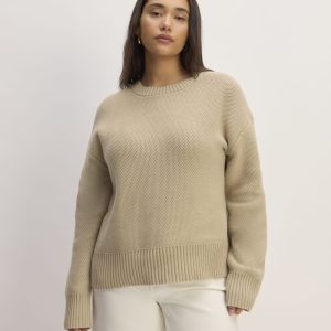 The Cotton Honeycomb Square Crew | Trench Coat Khaki