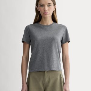 The Box-Cut Tee in Essential Cotton | Heathered Charcoal | No Pocket