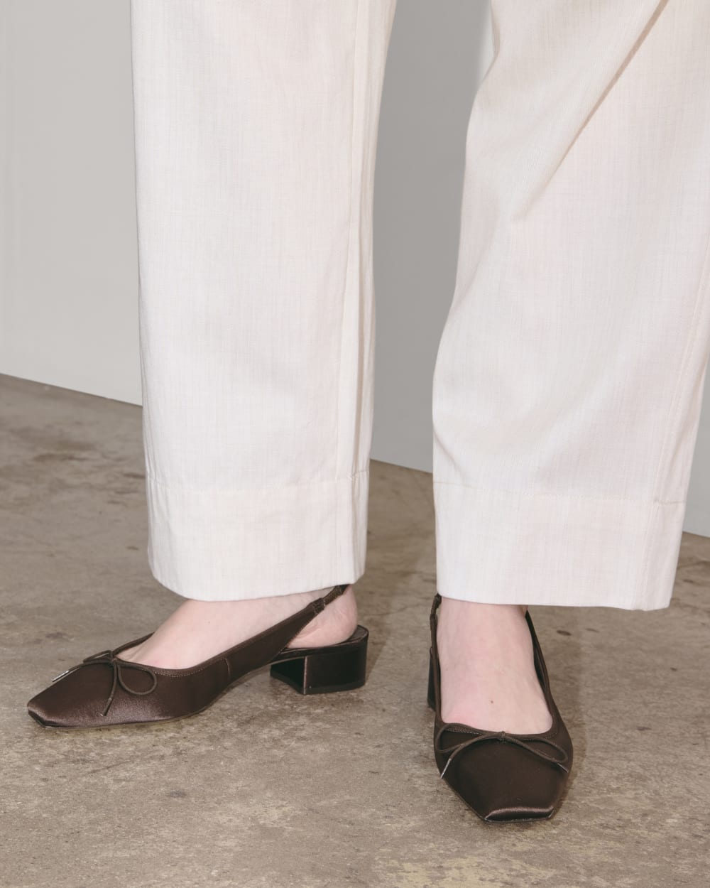 The Ballet Slingback Heel | Deep Brown Satin - Image 2