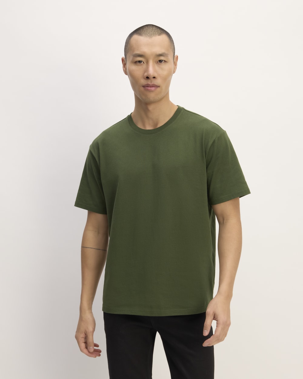 The Premium-Weight Relaxed Crew | Uniform | Deep Moss Green