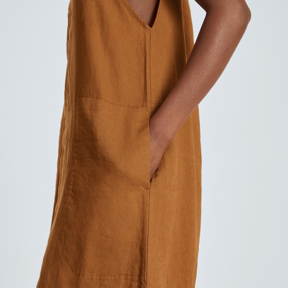 The Linen Apron Dress | Tawny Brown - Image 6