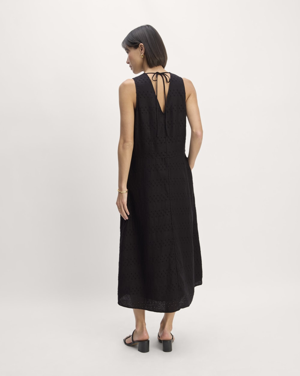 The Linen Eyelet Maxi Dress | Black Eyelet - Image 6