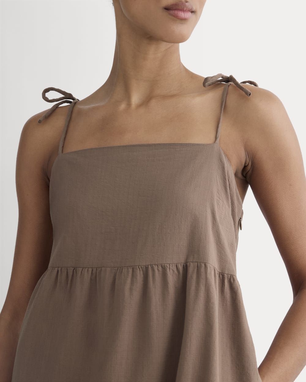 The Gauze Mini Tiered Dress | Mocha - Image 3