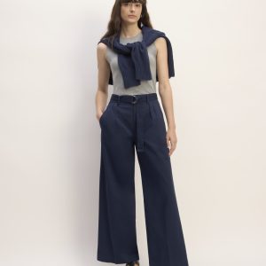 The Pleated Wide-Leg Chino | Navy