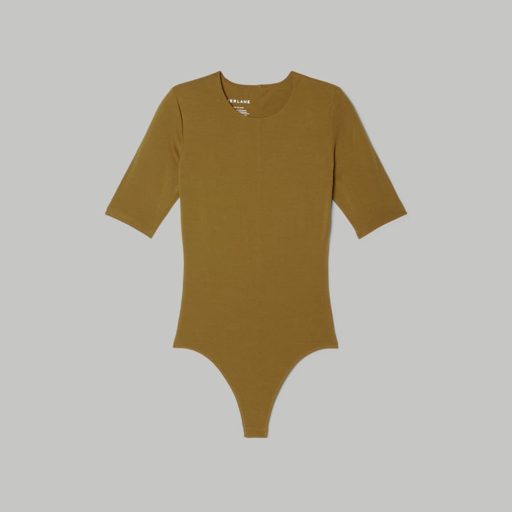 The Short-Sleeve Crew Neck Bodysuit | Tapenade | Thong - Image 2