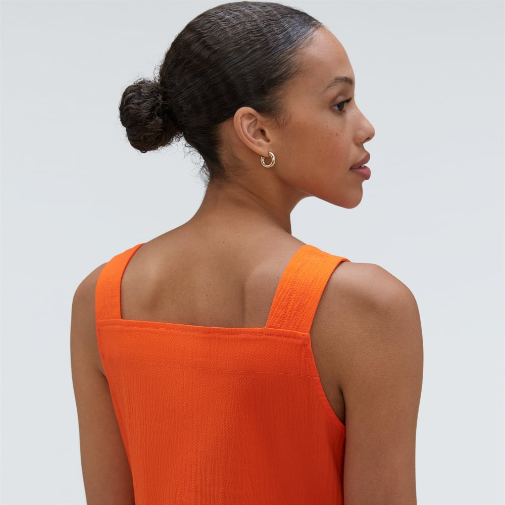 The Seersucker Midi Dress | Bright Orange - Image 5