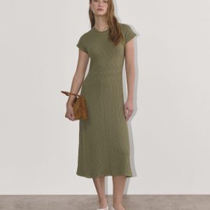 The Rib-Knit Cap-Sleeve Midi Dress | Kalamata