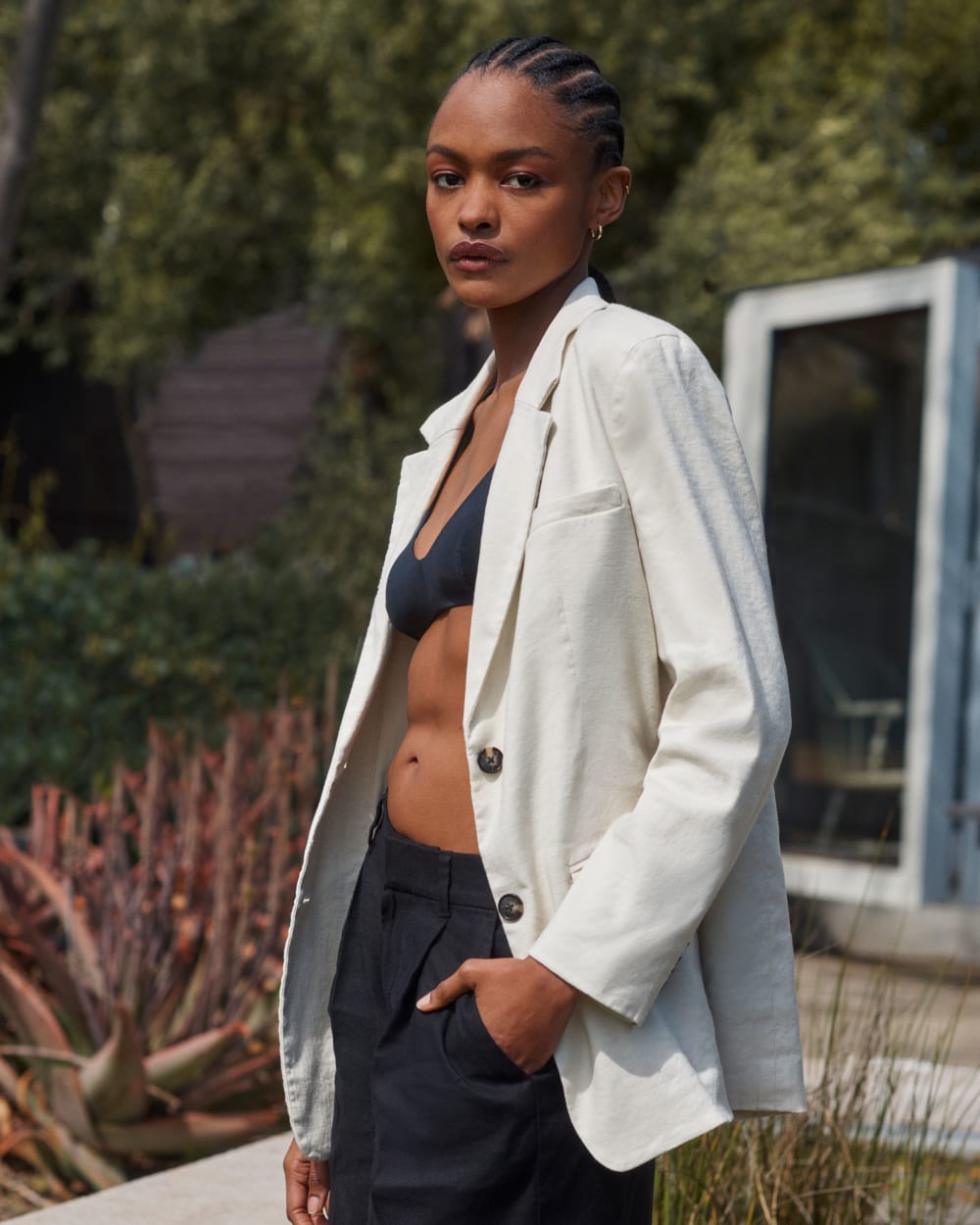 The Oversized Blazer in Stretch Linen | Birch - Image 7