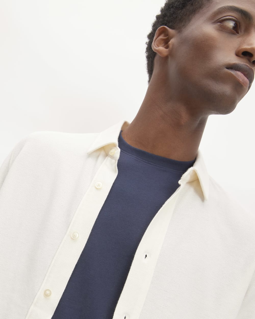 The Long-Sleeve Pique Shirt | Bone - Image 4