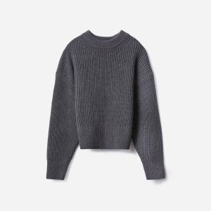 The Texture Cotton Crew | Heathered Charcoal Contrast Trim