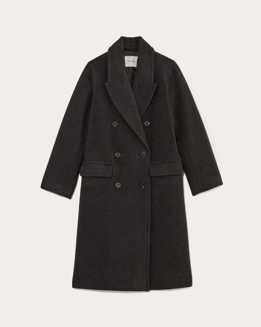 The Double-Breasted Coat in Wool | Heather Charcoal - Image 2