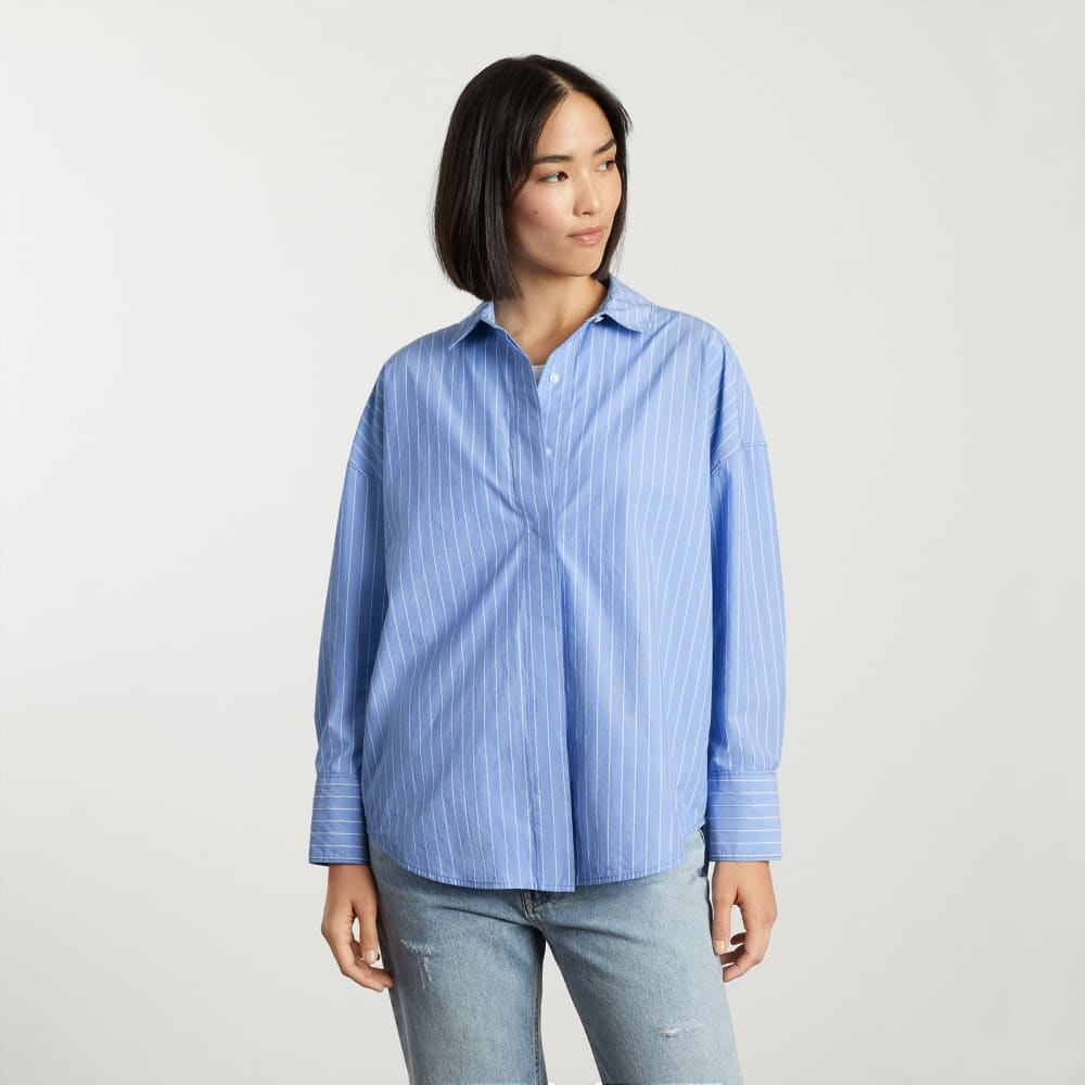 The Oversized Poplin Shirt | Powder Blue / White - Image 2