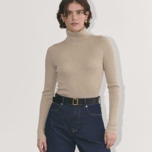 The Turtleneck in Lurex Merino | Gold