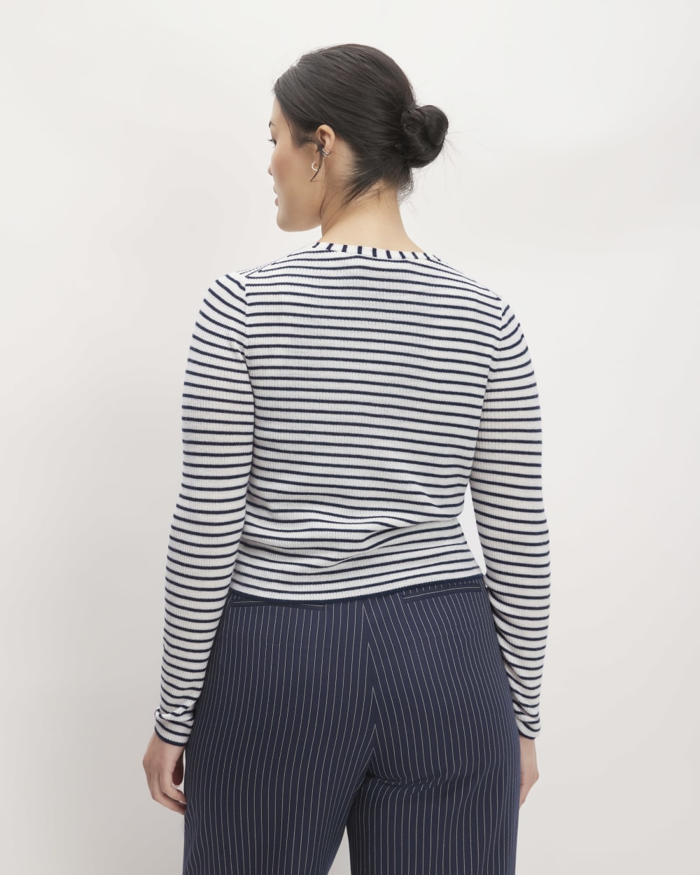 The Cardigan in Ultrasoft Merino | Bone / Navy - Image 6