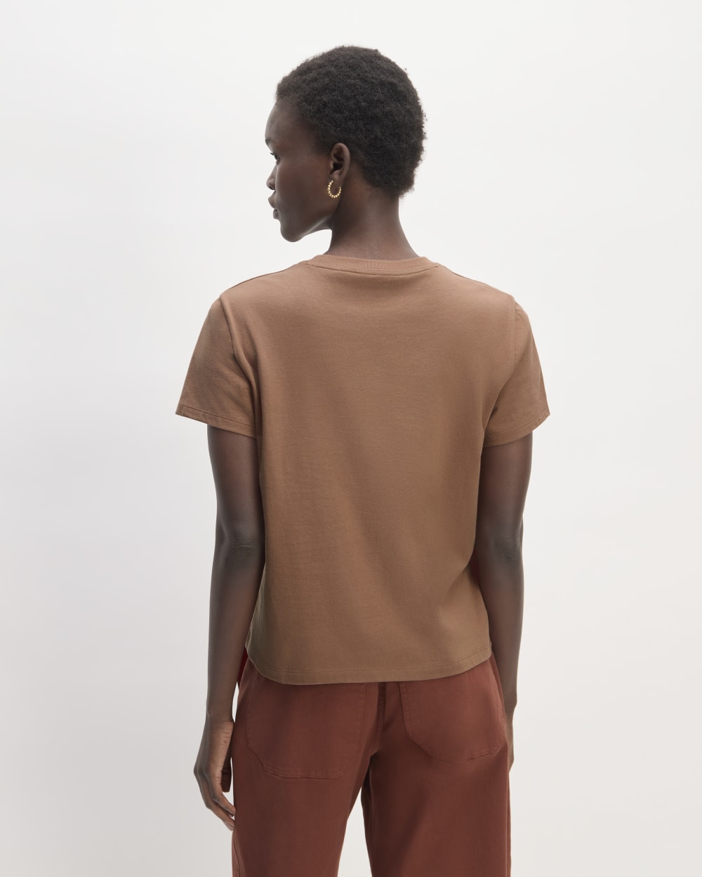 The Box-Cut Tee in Essential Cotton | Carob Brown | No Pocket - Image 4