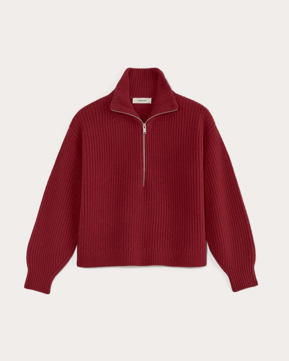 The Half-Zip Sweater in Luxe Merino | Berry Red - Image 2