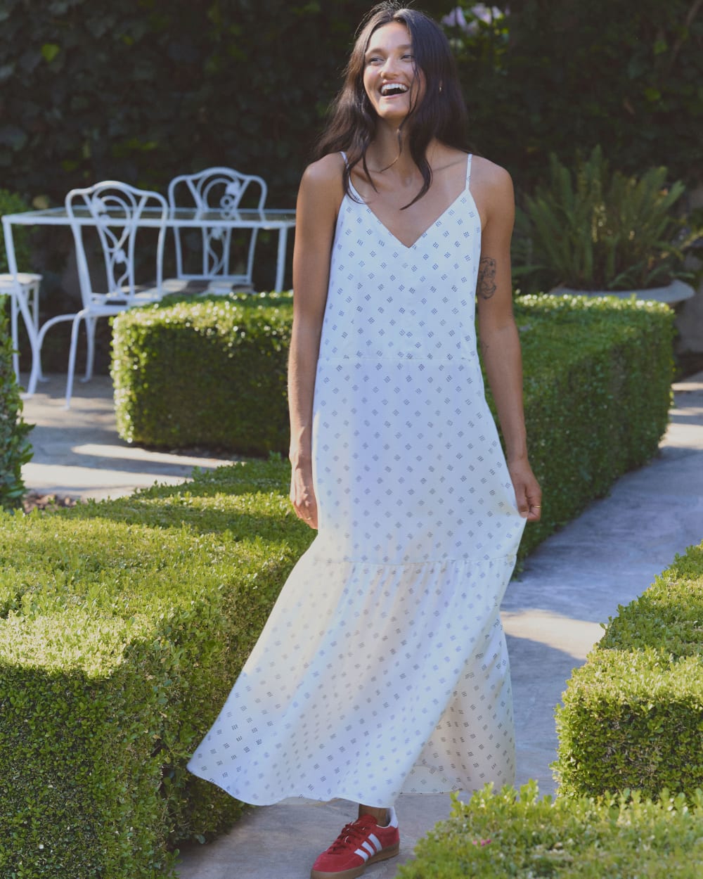 The Long Weekend Dress in Butterlite | Bone / Black Square Dot - Image 7