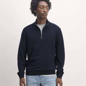 The Quarter-Zip in Cashmere |  Navy