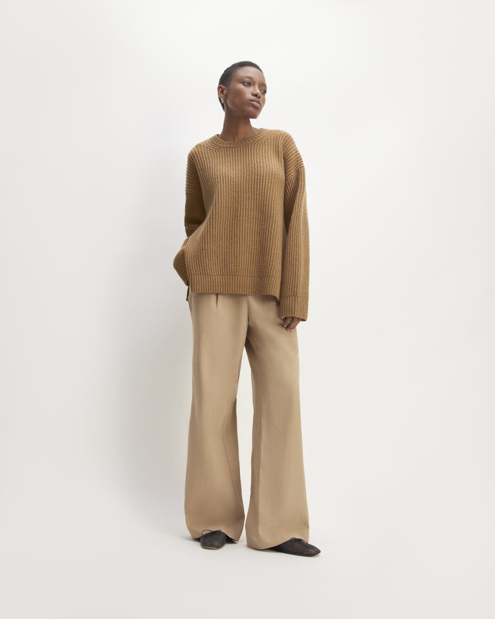 The Oversized Crew in Luxe Merino | Deep Camel - Image 3