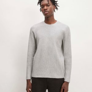 The Waffle Long-Sleeve Crew | Light Grey Donegal