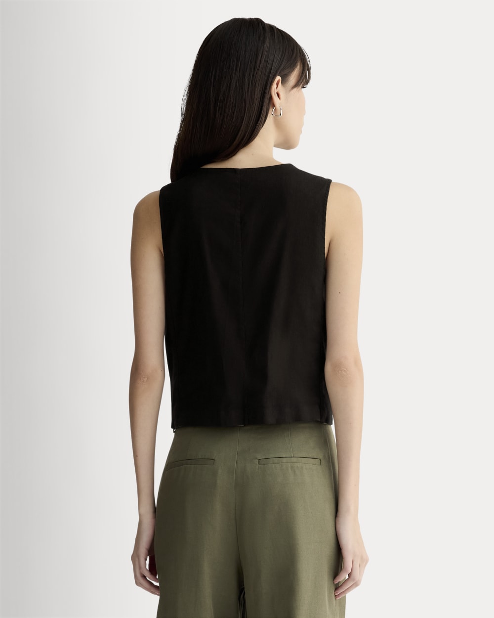 The Vest in Stretch Linen | Black - Image 5