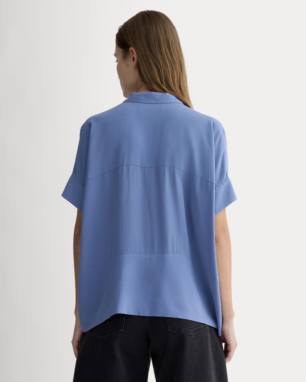 The Boxy Shirt in Washable Silk | French Blue - Image 5