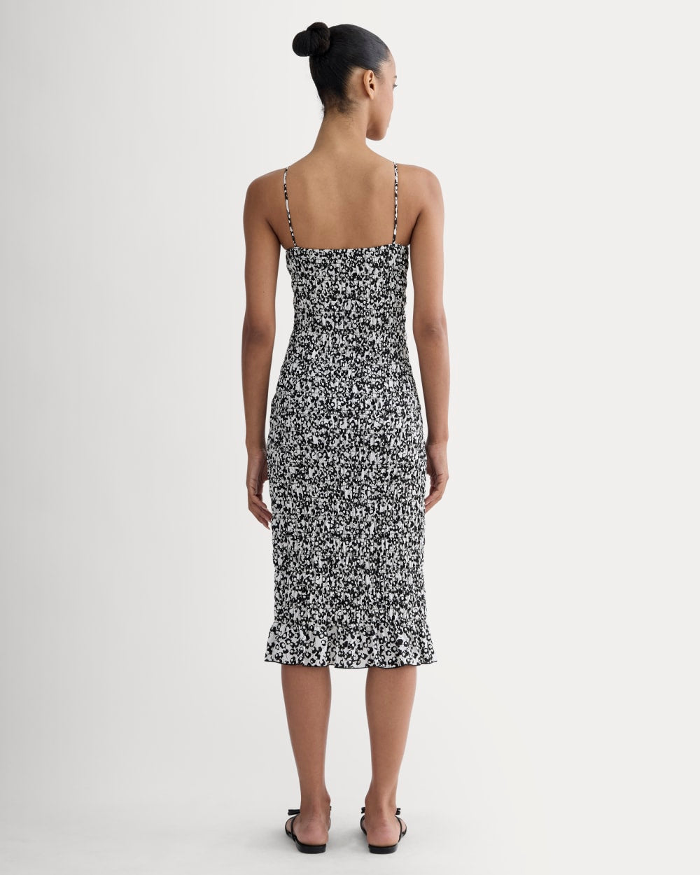 The Smocked Column Dress | Bone / Black Floral - Image 4