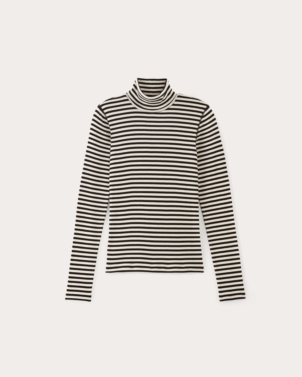 The Luxe Rib Turtleneck | Bone / Black - Image 2