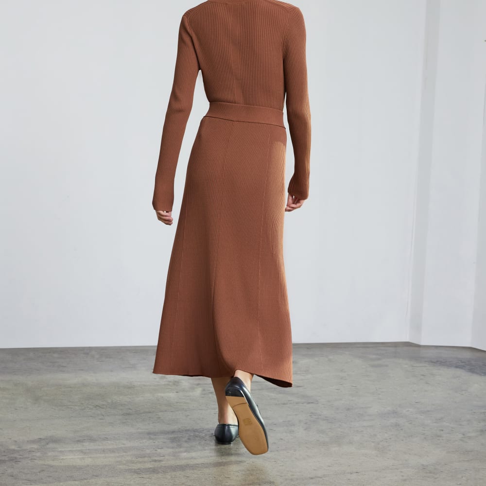 The Ribbed Knit Skirt | Cocoa Brown - Image 3