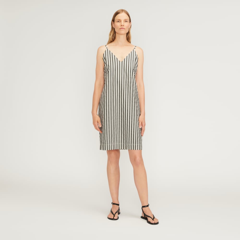 The Poplin Slip Dress | Bone / Black