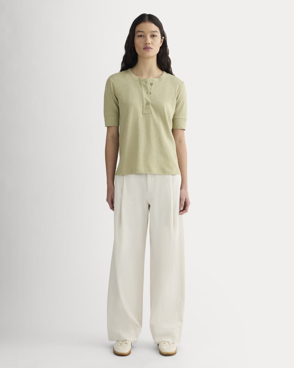 The Henley in Cotton Linen | Eucalyptus - Image 3