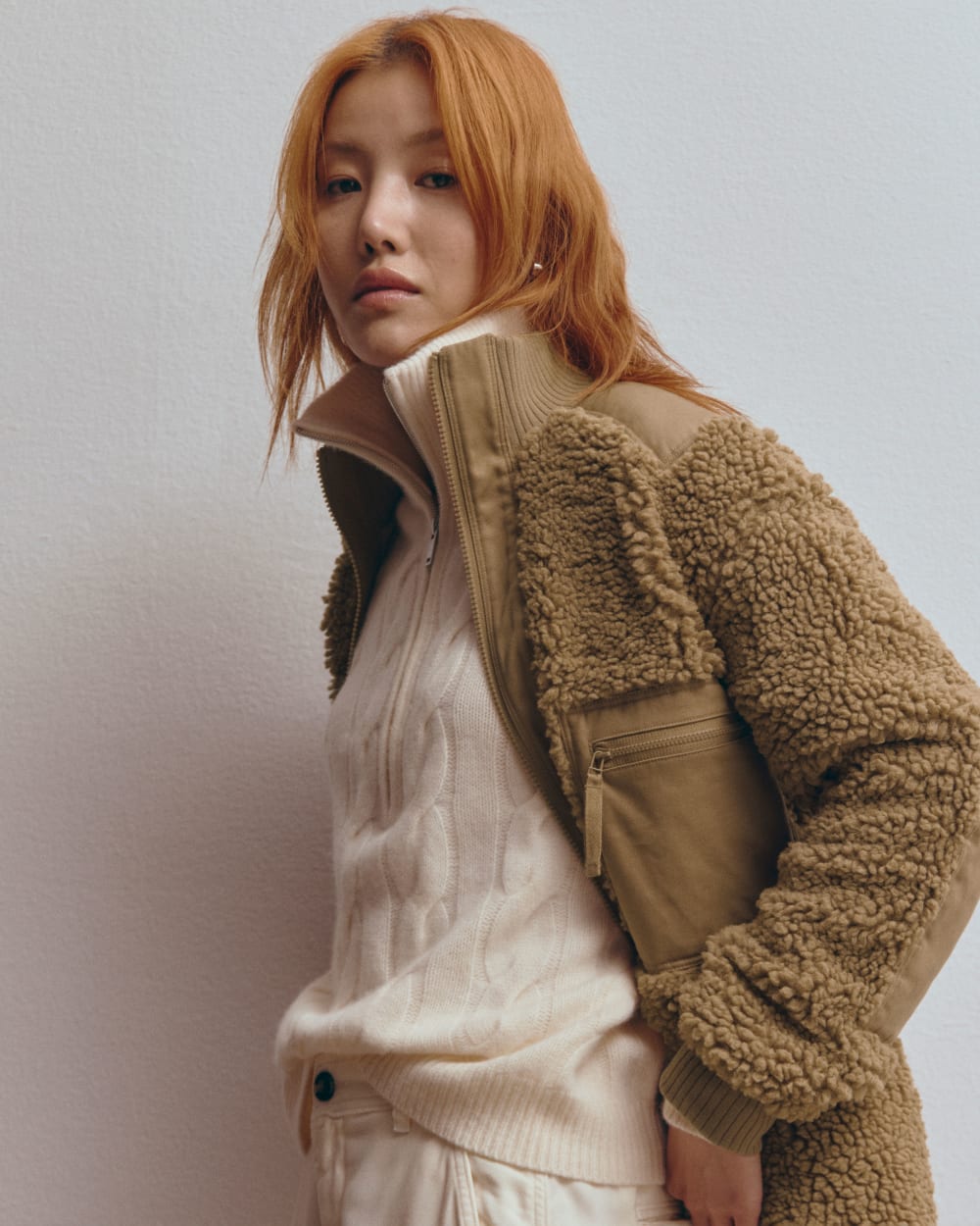 The Cable Half-Zip in Luxe Merino | Bone - Image 3