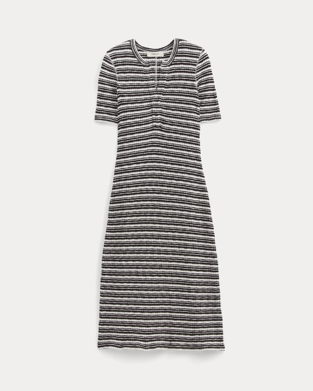 The Rib-Knit Henley Dress | Bone / Black - Image 2